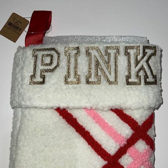 NEW Victoria’s Secret PINK Sherpa Christmas Holiday Stocking LIMITED EDITION - Picture 3 of 6